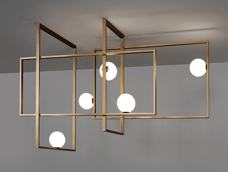 Lustre Aragon en verre et laiton – vue 60