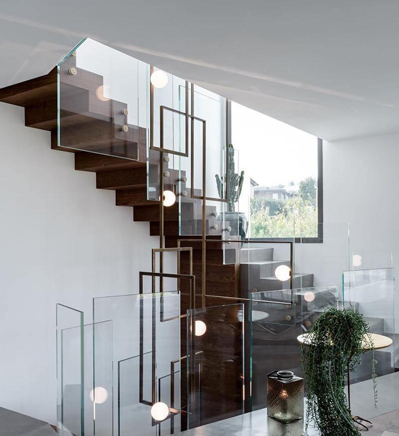 Lustre Aragon en verre et laiton – vue 7