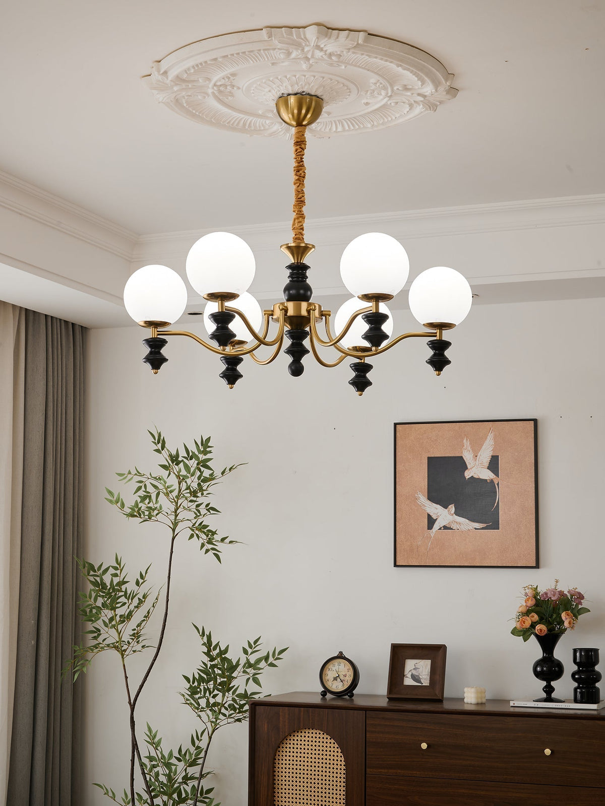 Lustre Noémie en bois et verre – vue 14