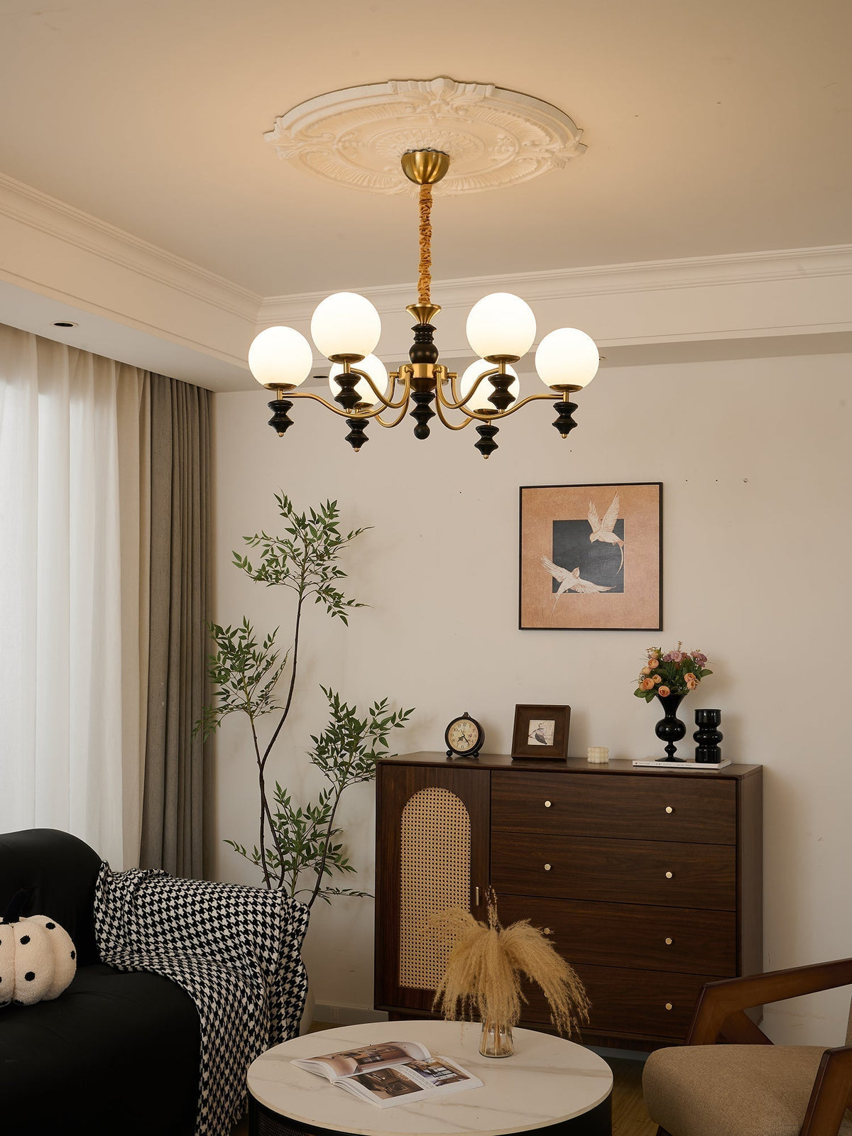 Lustre Noémie en bois et verre – vue 15