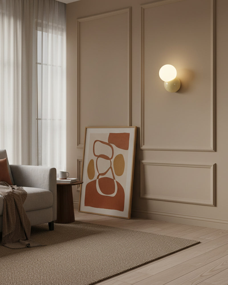 Applique Murale Sphère, métal laqué et opaline – vue 2