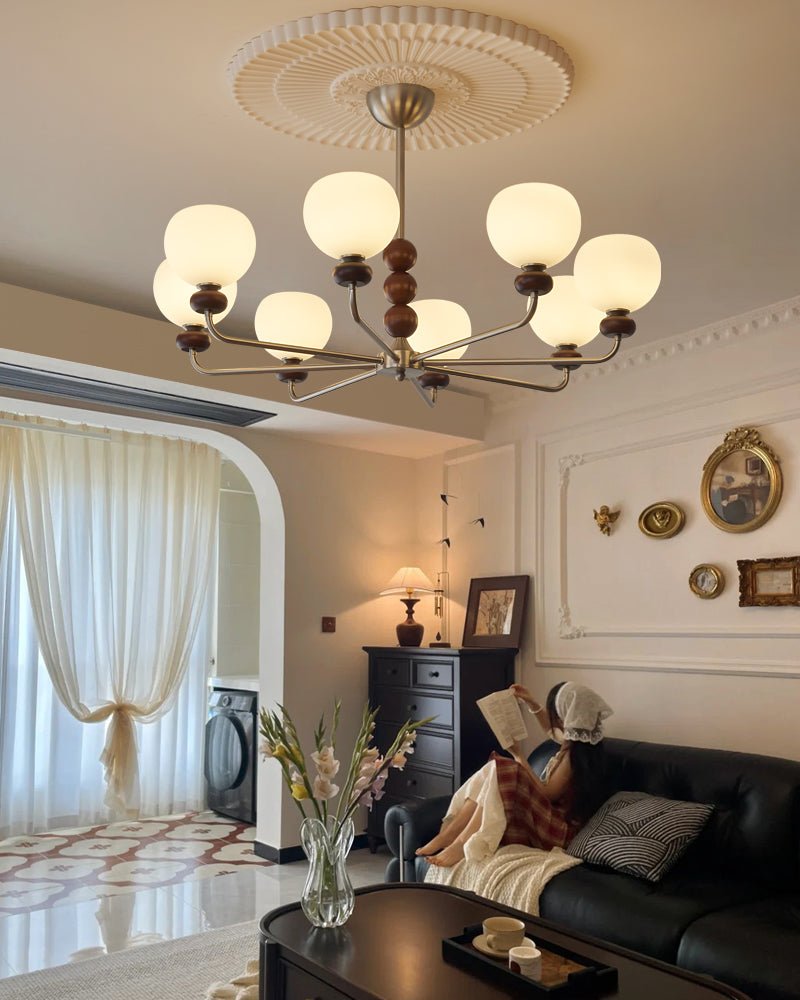 Lustre Belladone en verre et noyer – vue 9