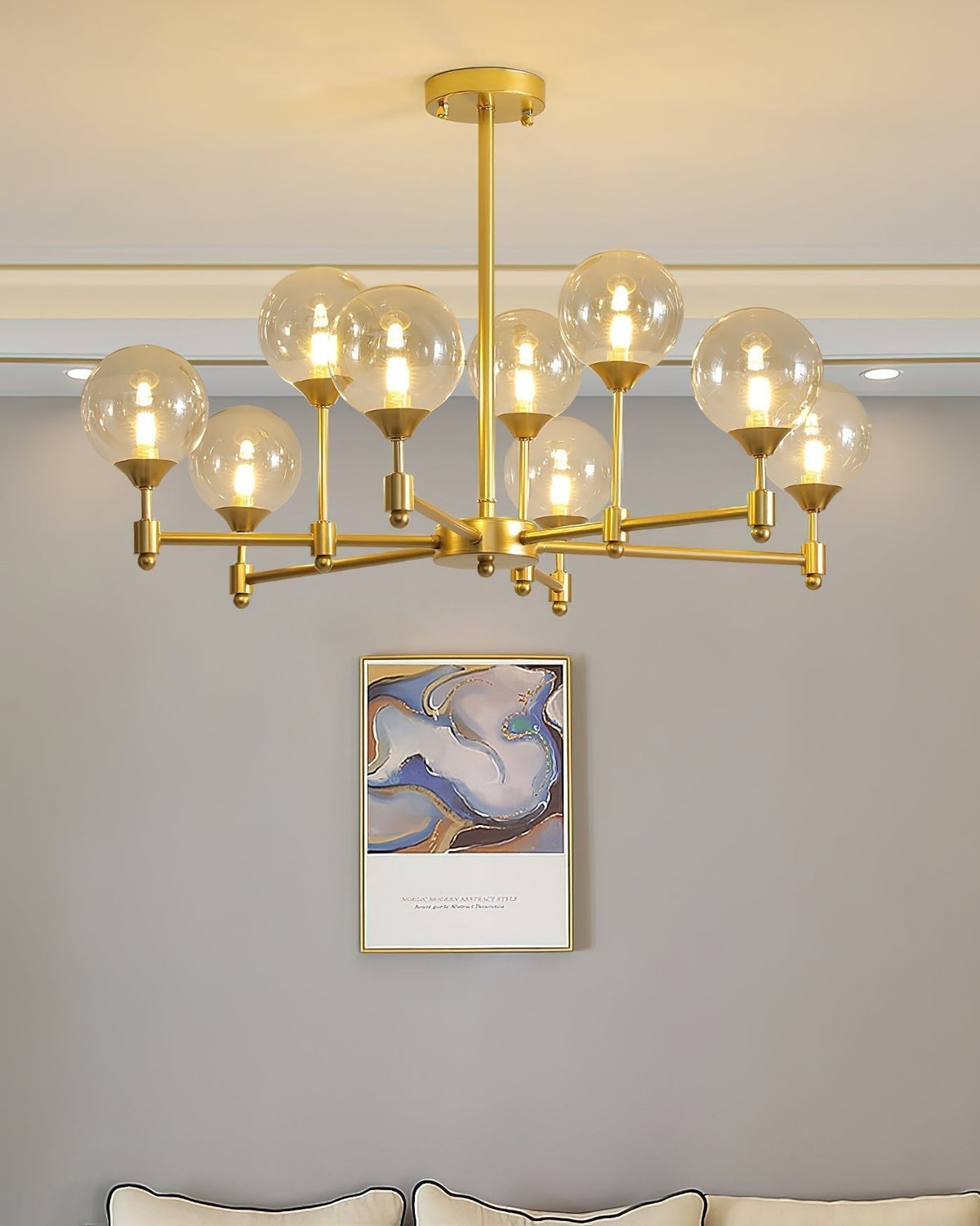 Lustre Sarment en verre et laiton – vue 15