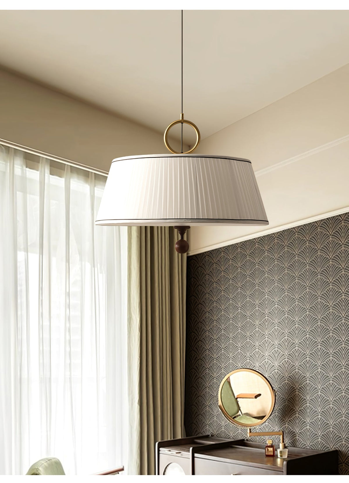 Suspension Carmin en bois et tissu – vue 3