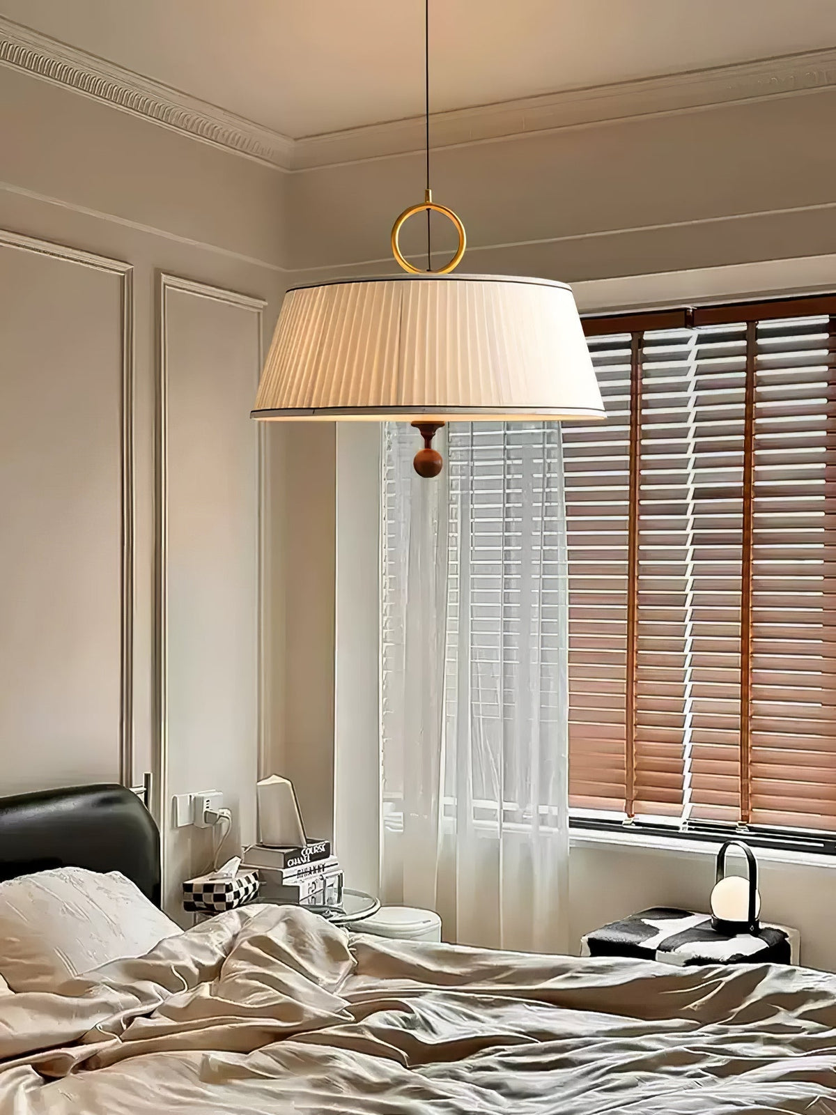 Suspension Carmin en bois et tissu – vue 2
