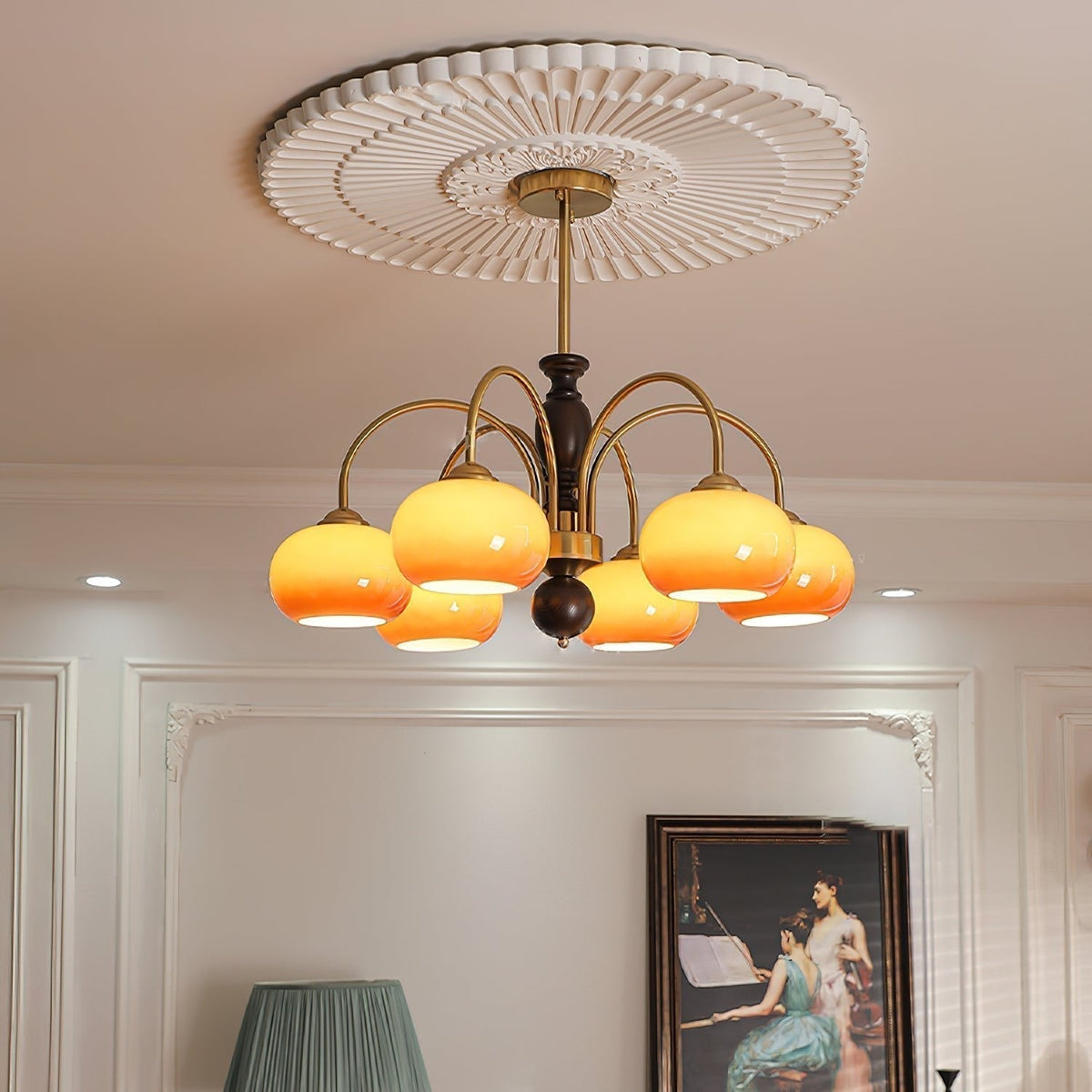 Lustre Alcyone en verre et bois – vue 5