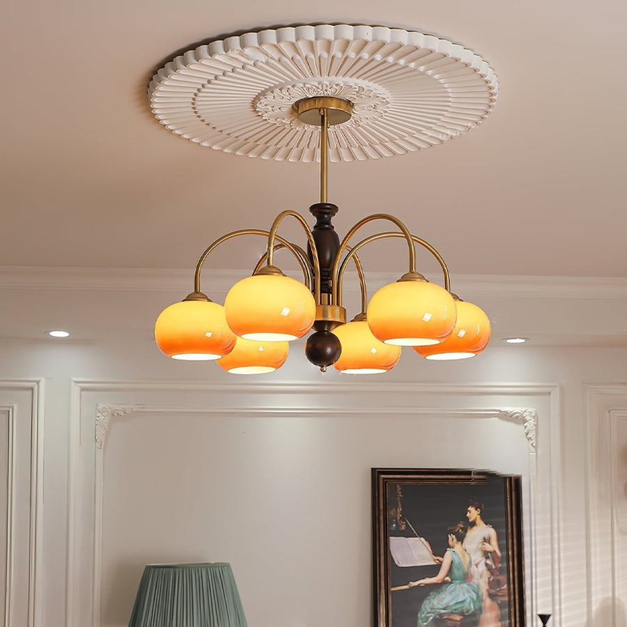 Lustre Alcyone en verre et bois – vue 5