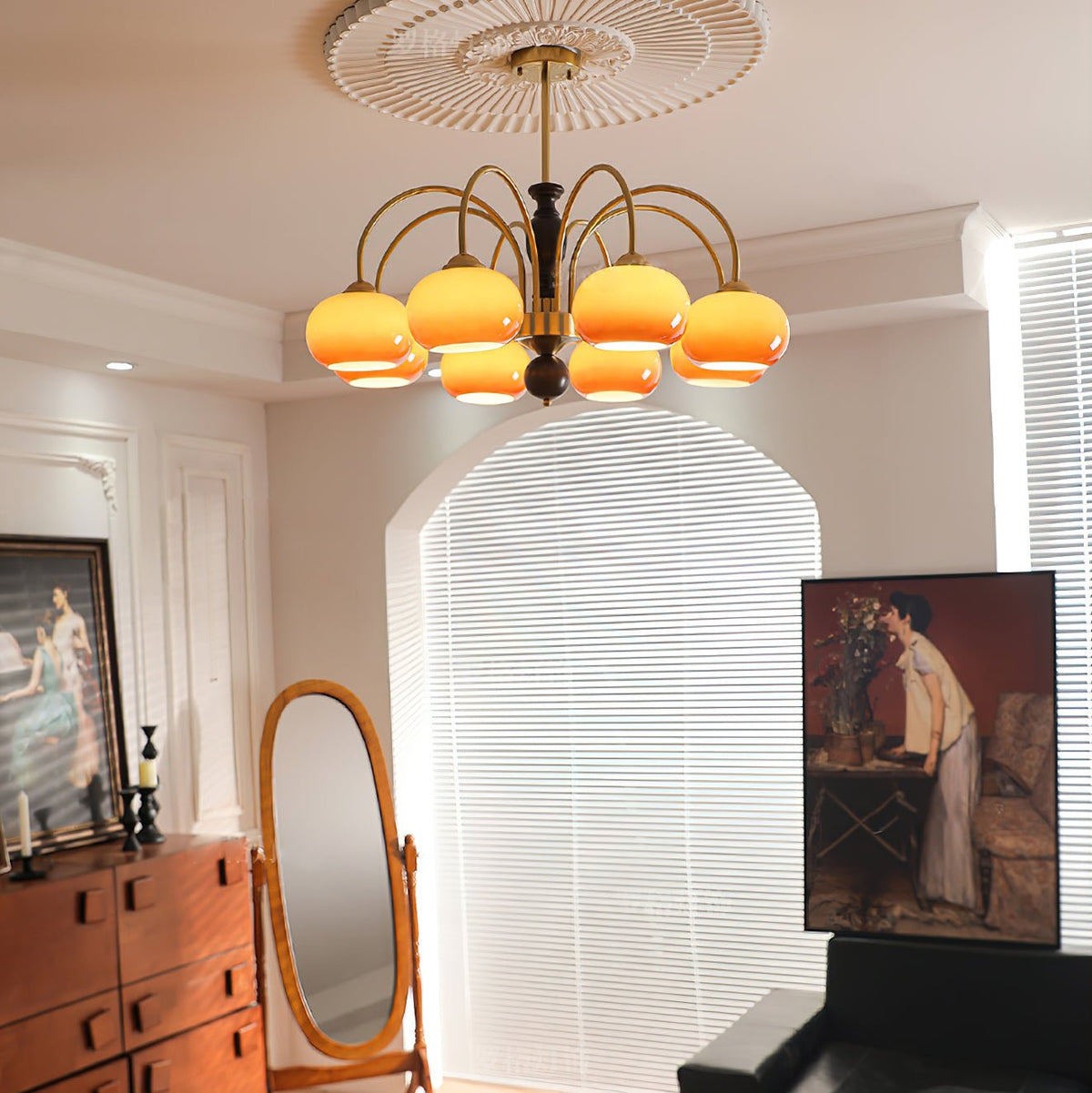 Lustre Alcyone en verre et bois – vue 3