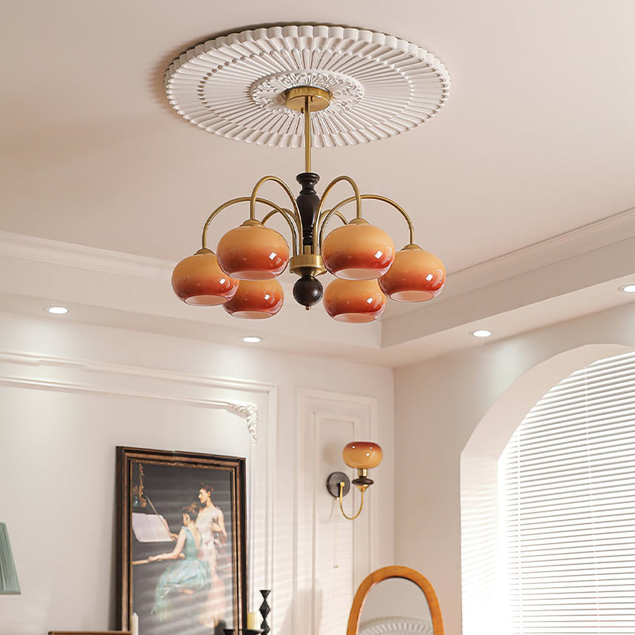 Lustre Alcyone en verre et bois – vue 4