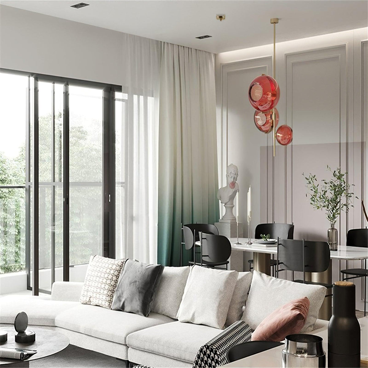 Lustre Lotier en verre et fer – vue 8