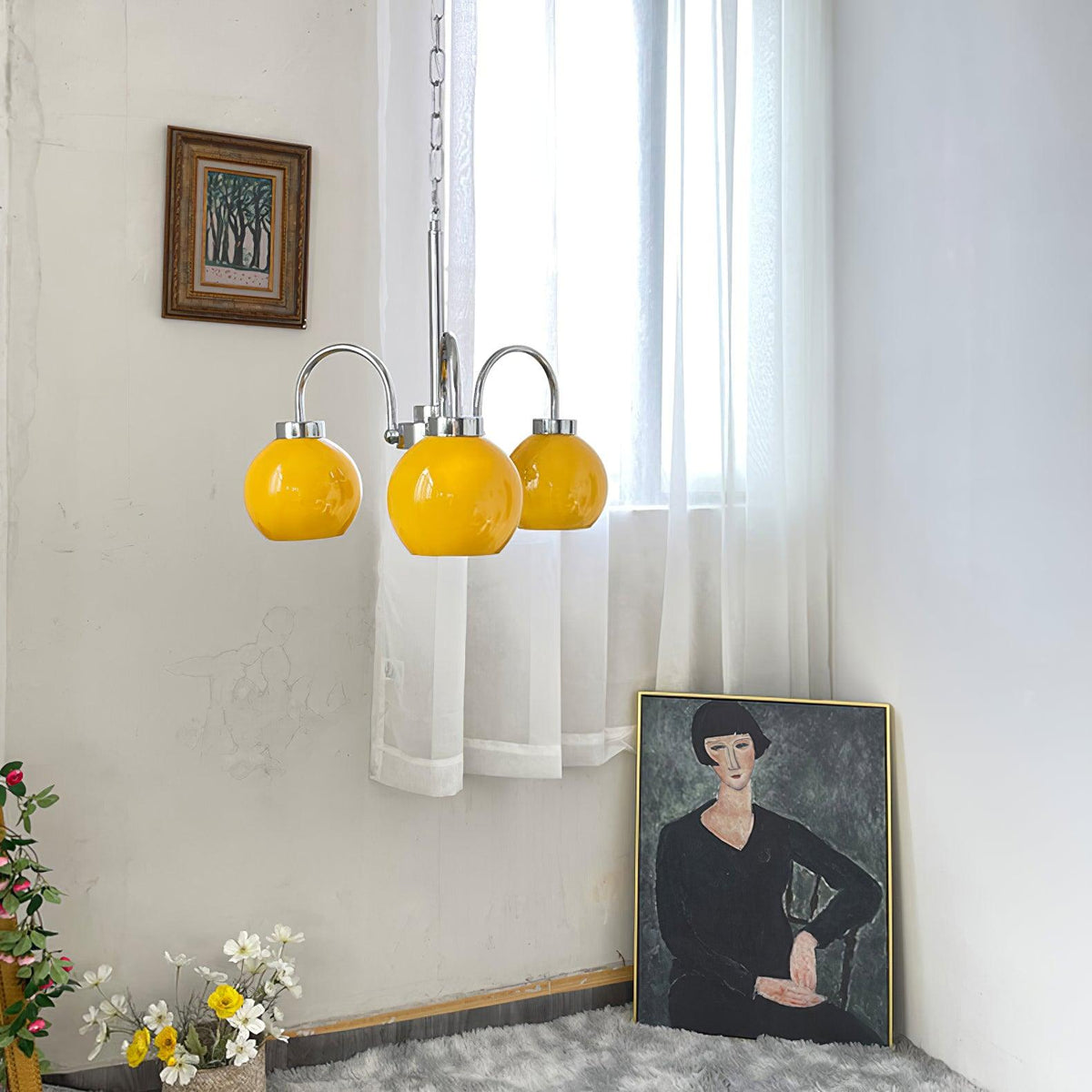 Lustre Oréade en verre et métal – vue 11