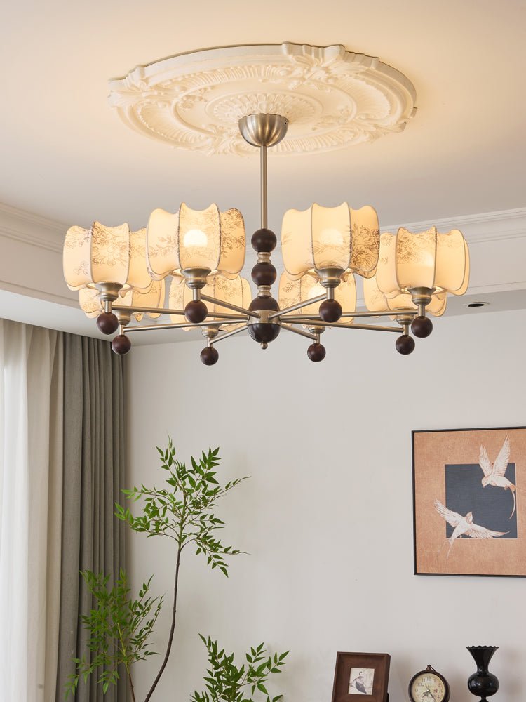 Lustre Orchidée en bois et tissu – vue 15