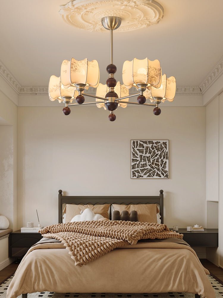 Lustre Orchidée en bois et tissu – vue 17