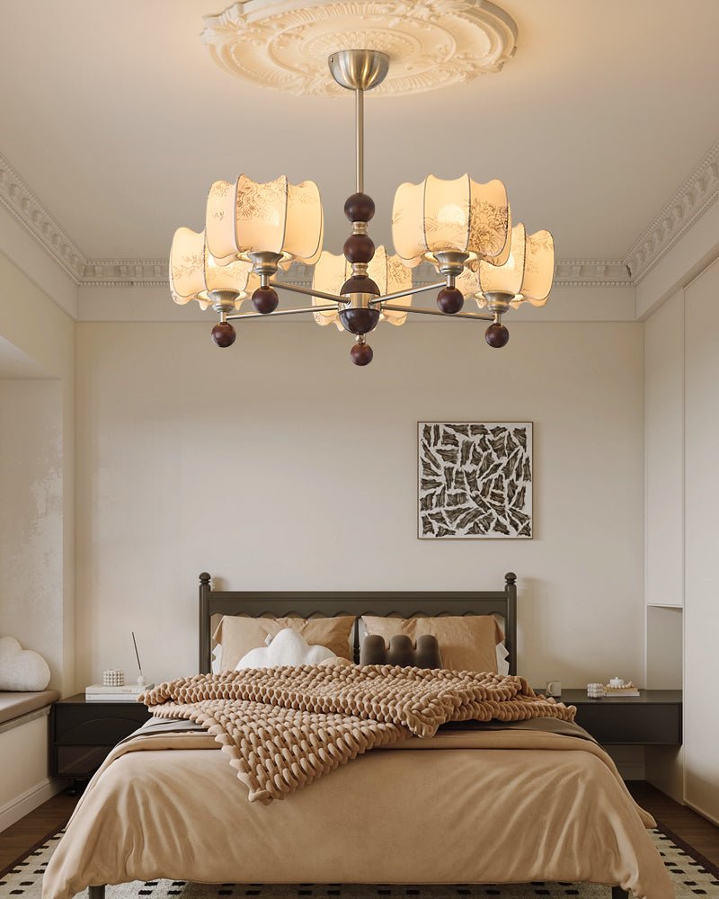 Lustre Orchidée en bois et tissu – vue 13