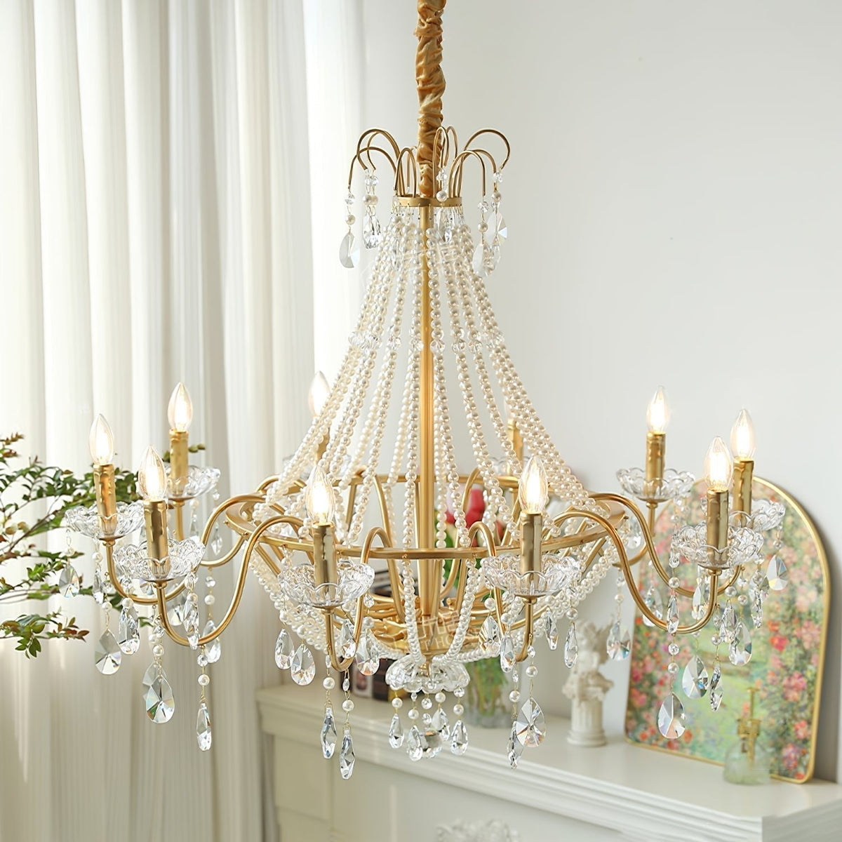 Lustre Dalle en cristal et laiton – vue 5