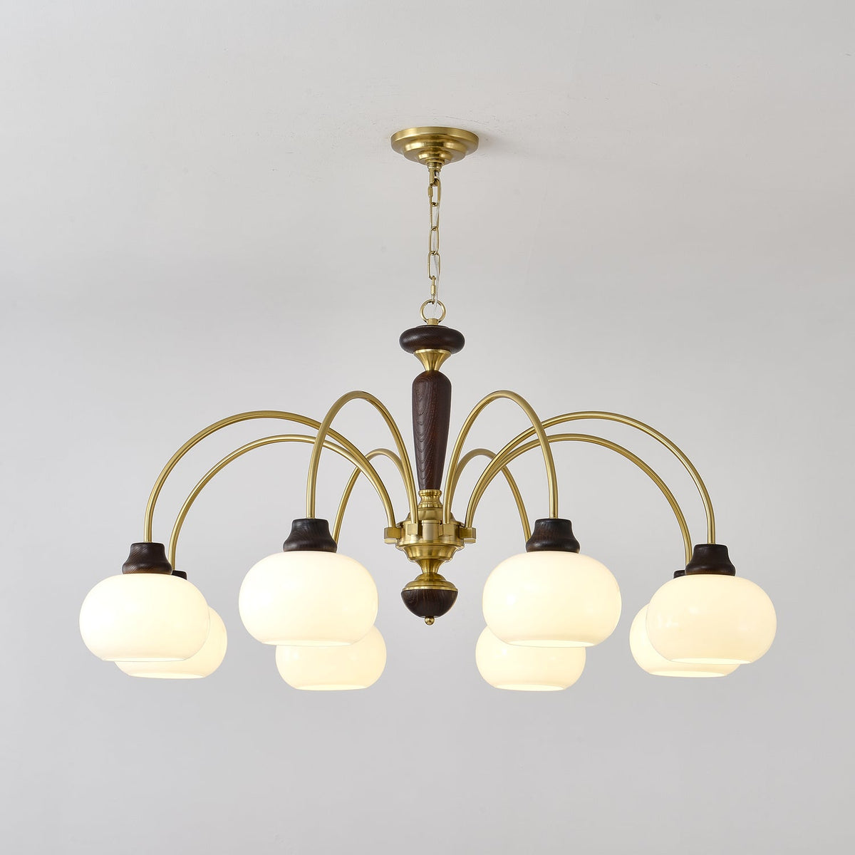 Lustre Menthe en verre et bois – vue 2