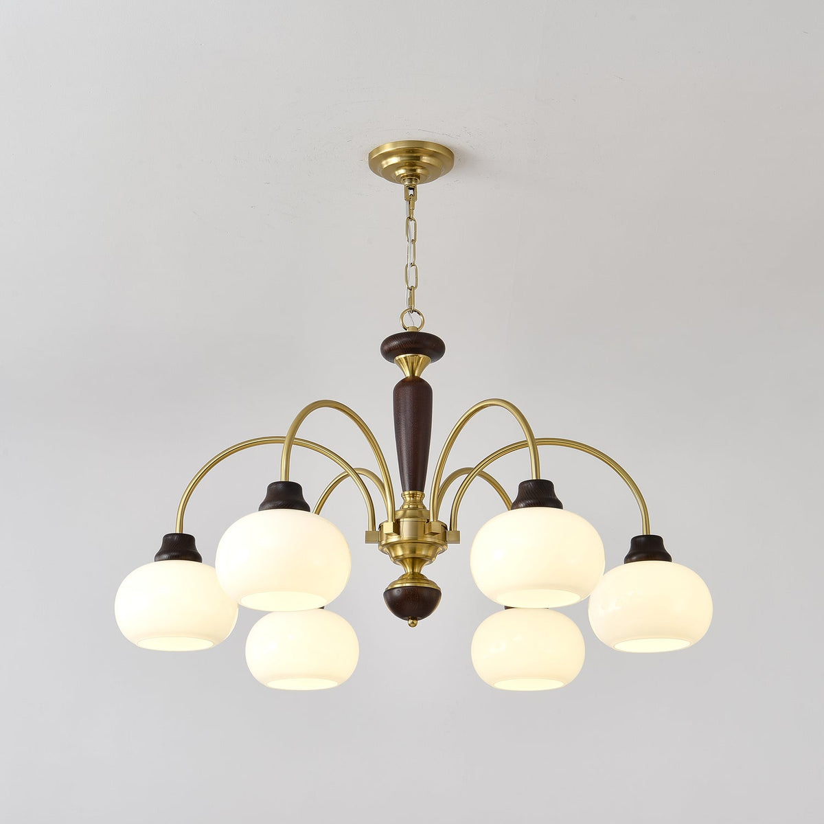Lustre Menthe en verre et bois – vue 3