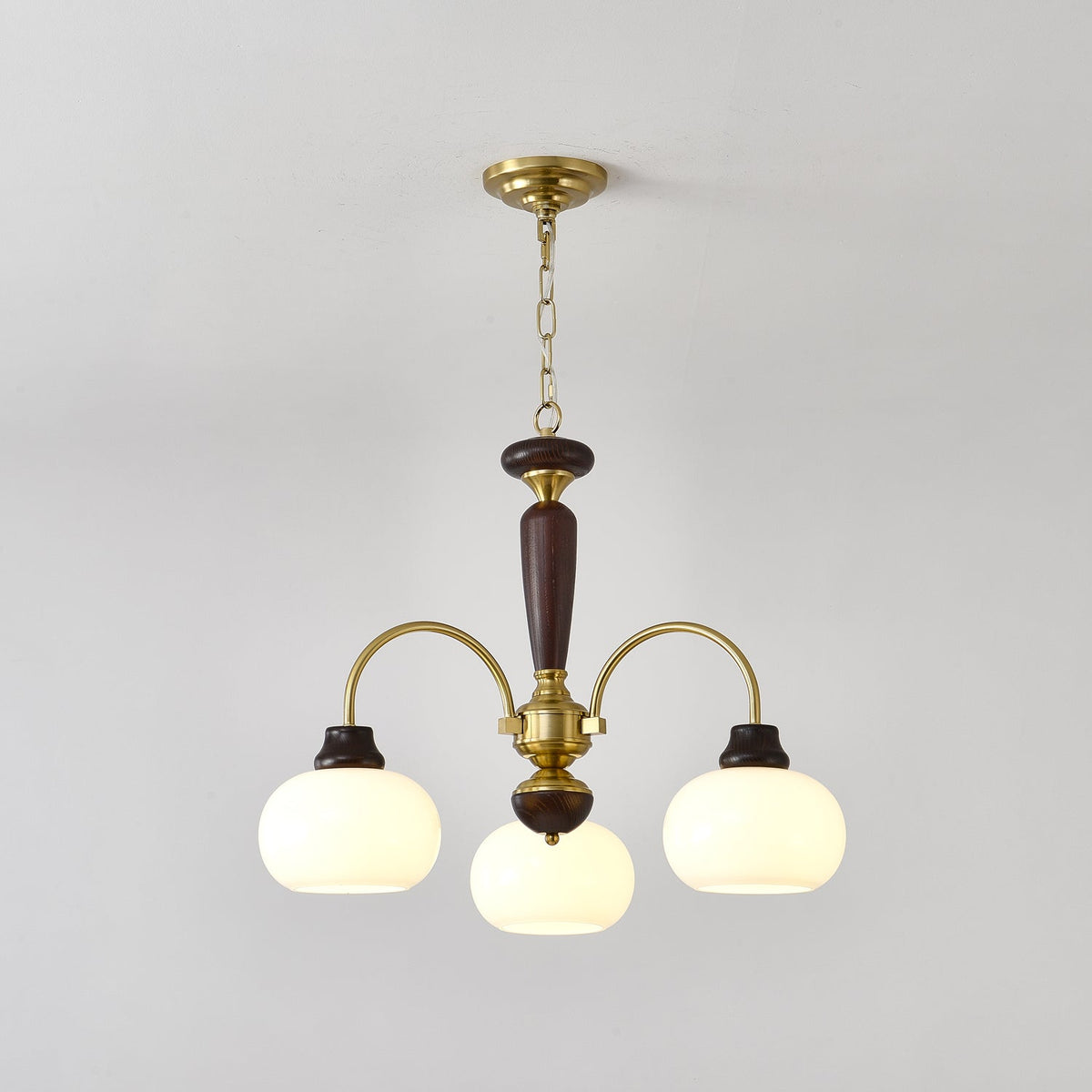 Lustre Menthe en verre et bois – vue 5
