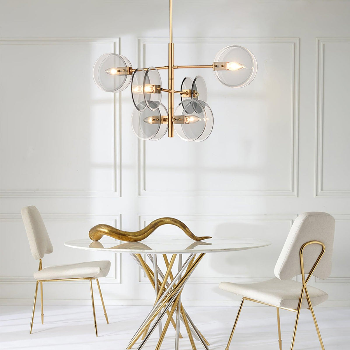Lustre Jeanne en verre et métal – vue 8