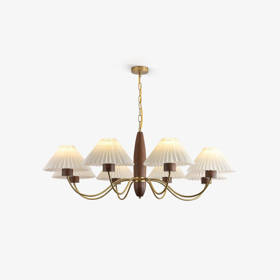 Lustre Tambourin en noyer et laiton – vue 2