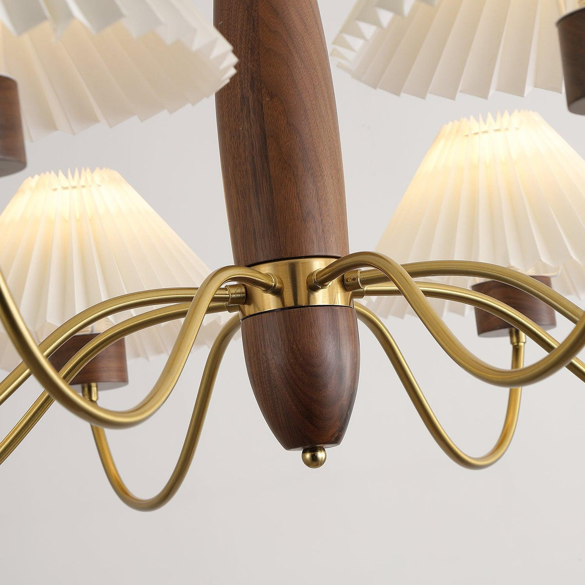 Lustre Tambourin en noyer et laiton – vue 19