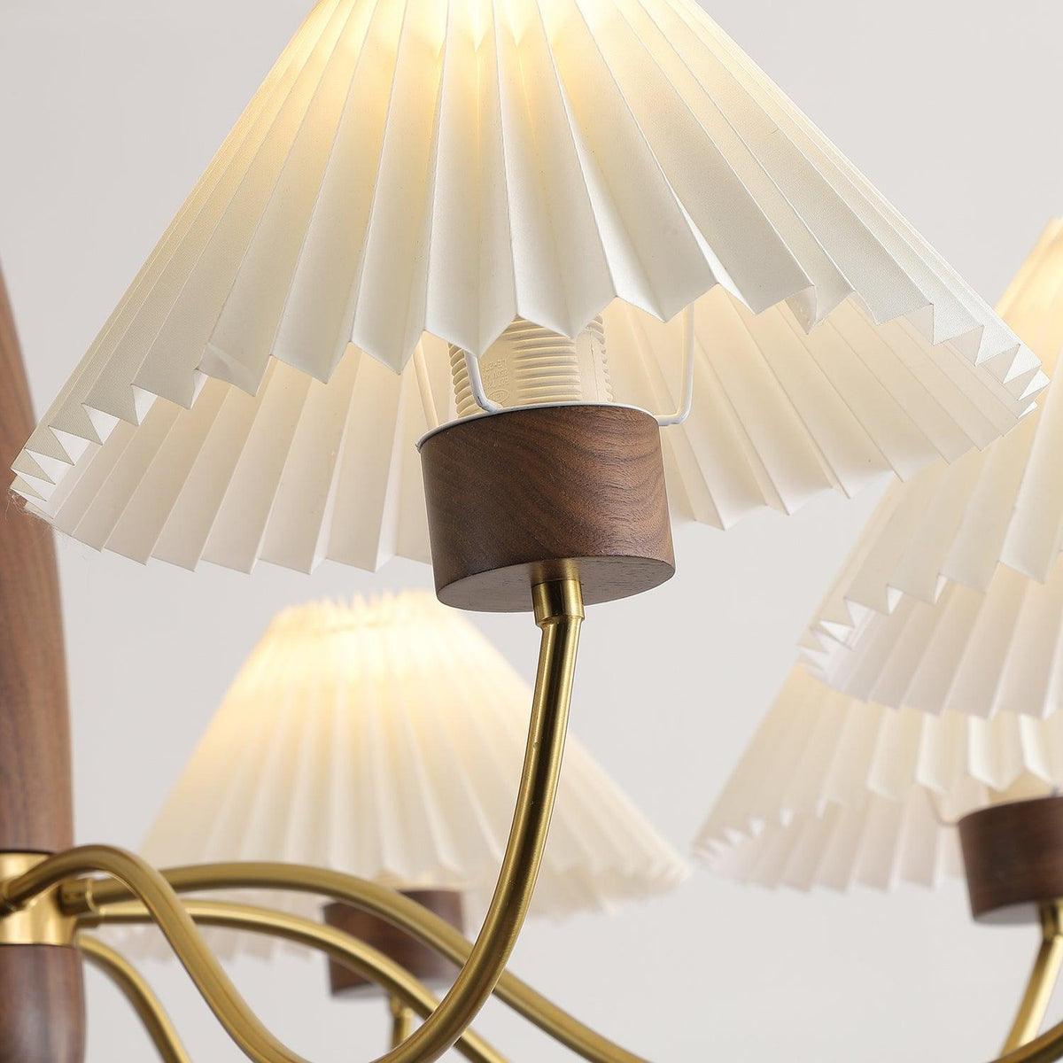 Lustre Tambourin en noyer et laiton – vue 18