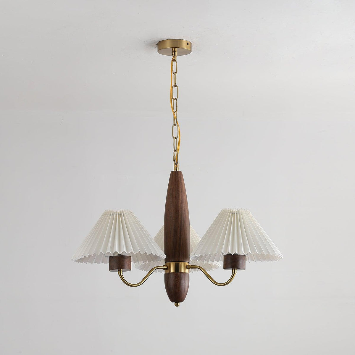 Lustre Tambourin en noyer et laiton – vue 12