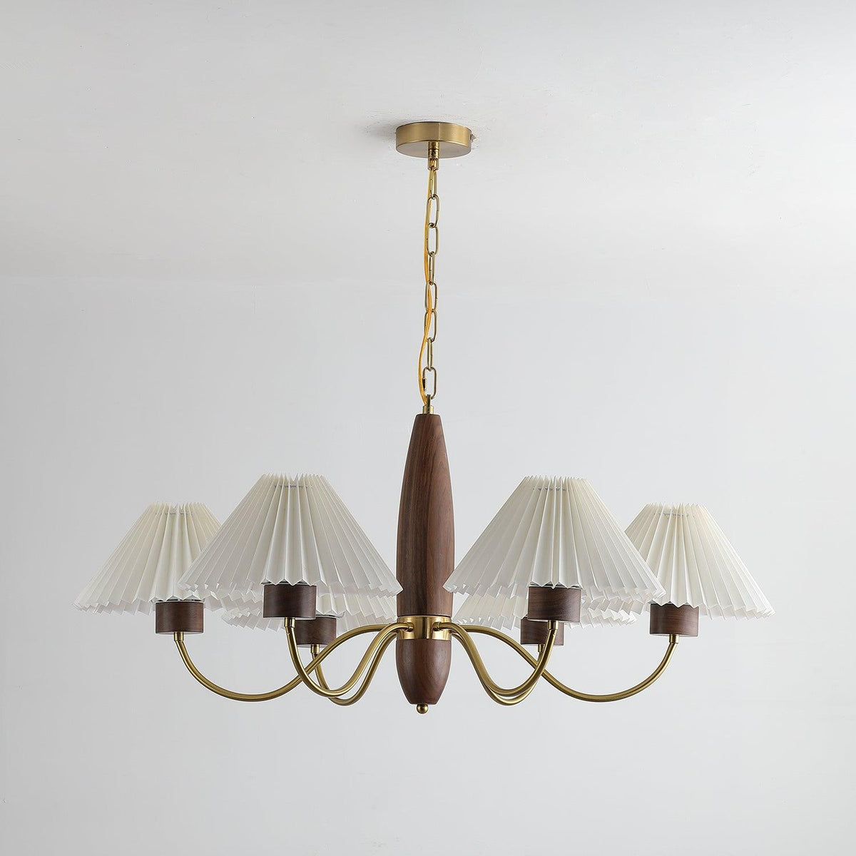 Lustre Tambourin en noyer et laiton – vue 5