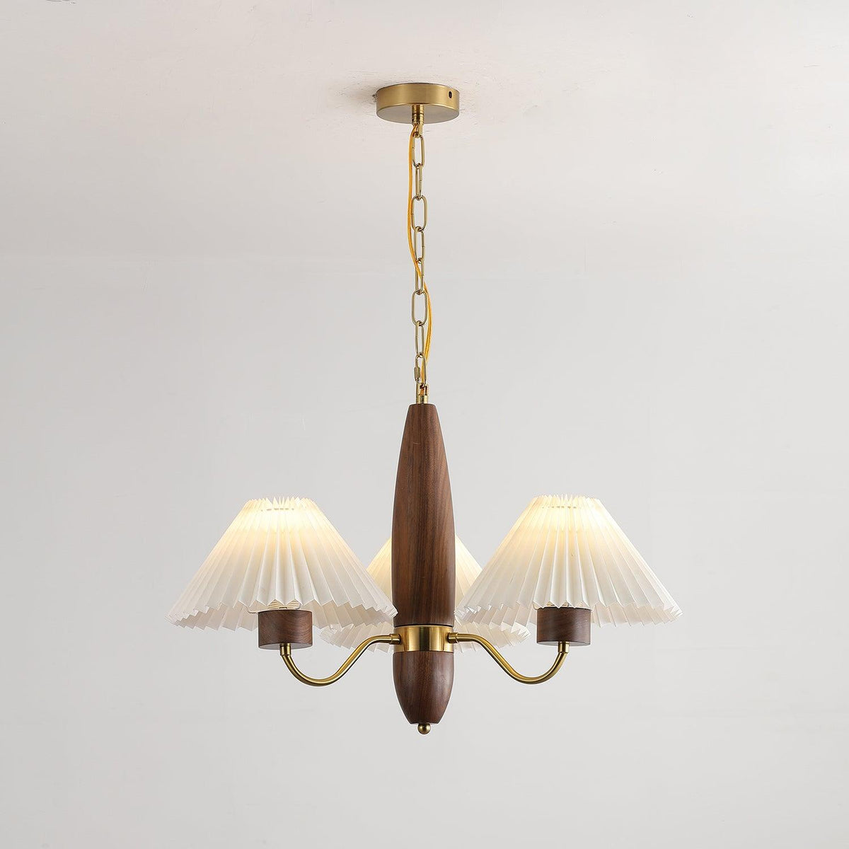 Lustre Tambourin en noyer et laiton – vue 9