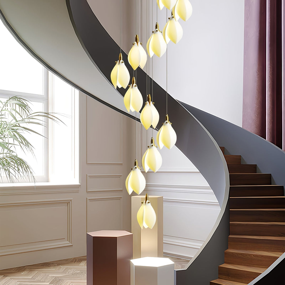 Lustre Ficus en céramique et laiton – vue 40