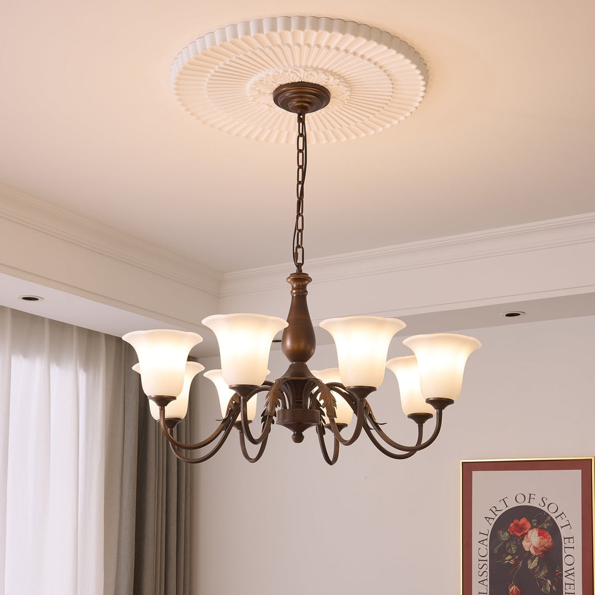 Lustre Nef en verre et métal – vue 4