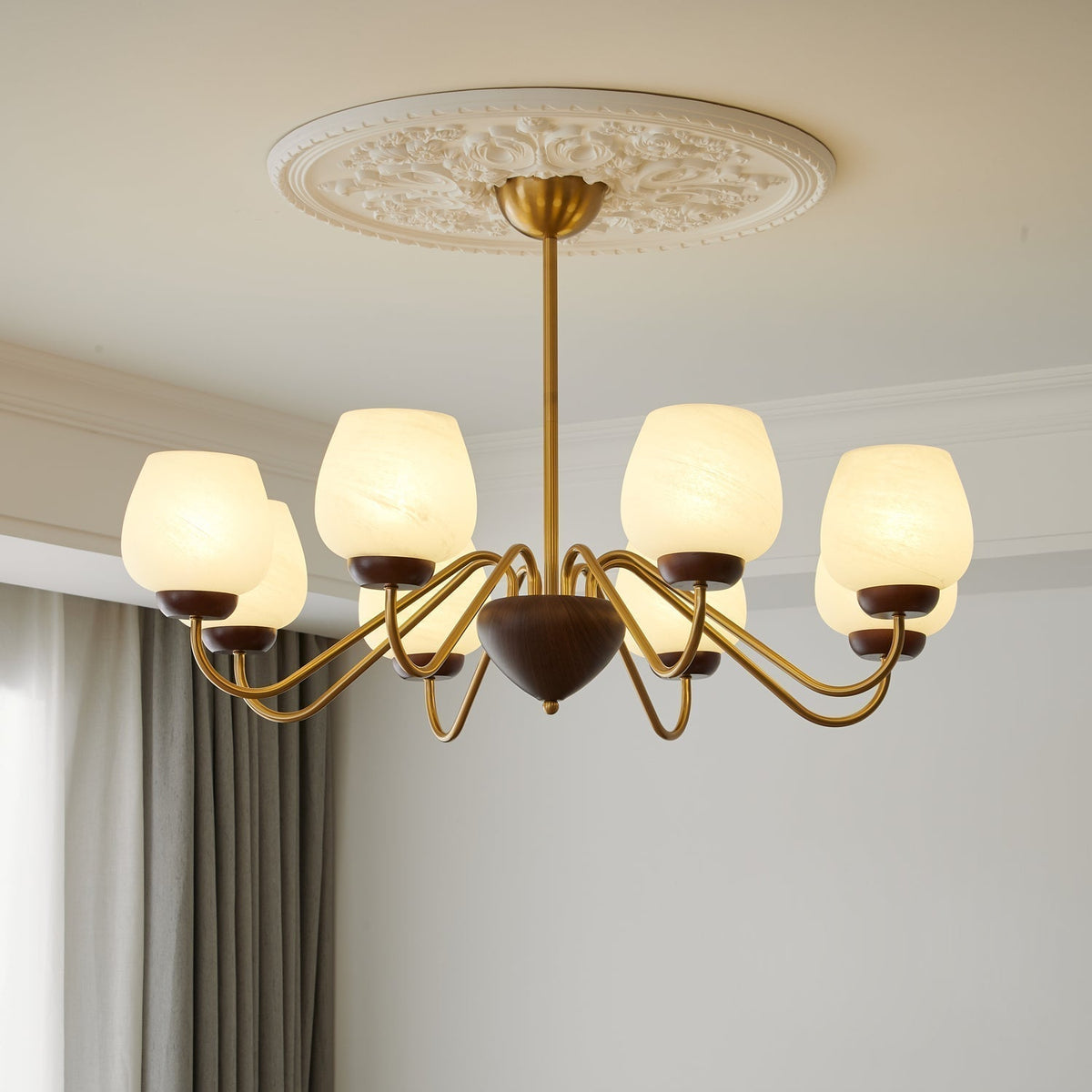 Lustre Pâquerette en verre et bois – vue 31