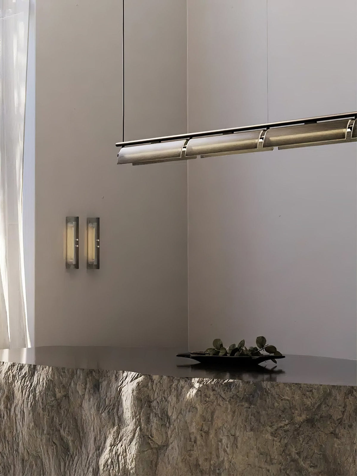 Lustre Mirliton en verre et métal – vue 17