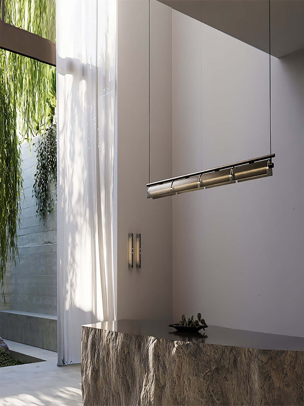 Lustre Mirliton en verre et métal – vue 24