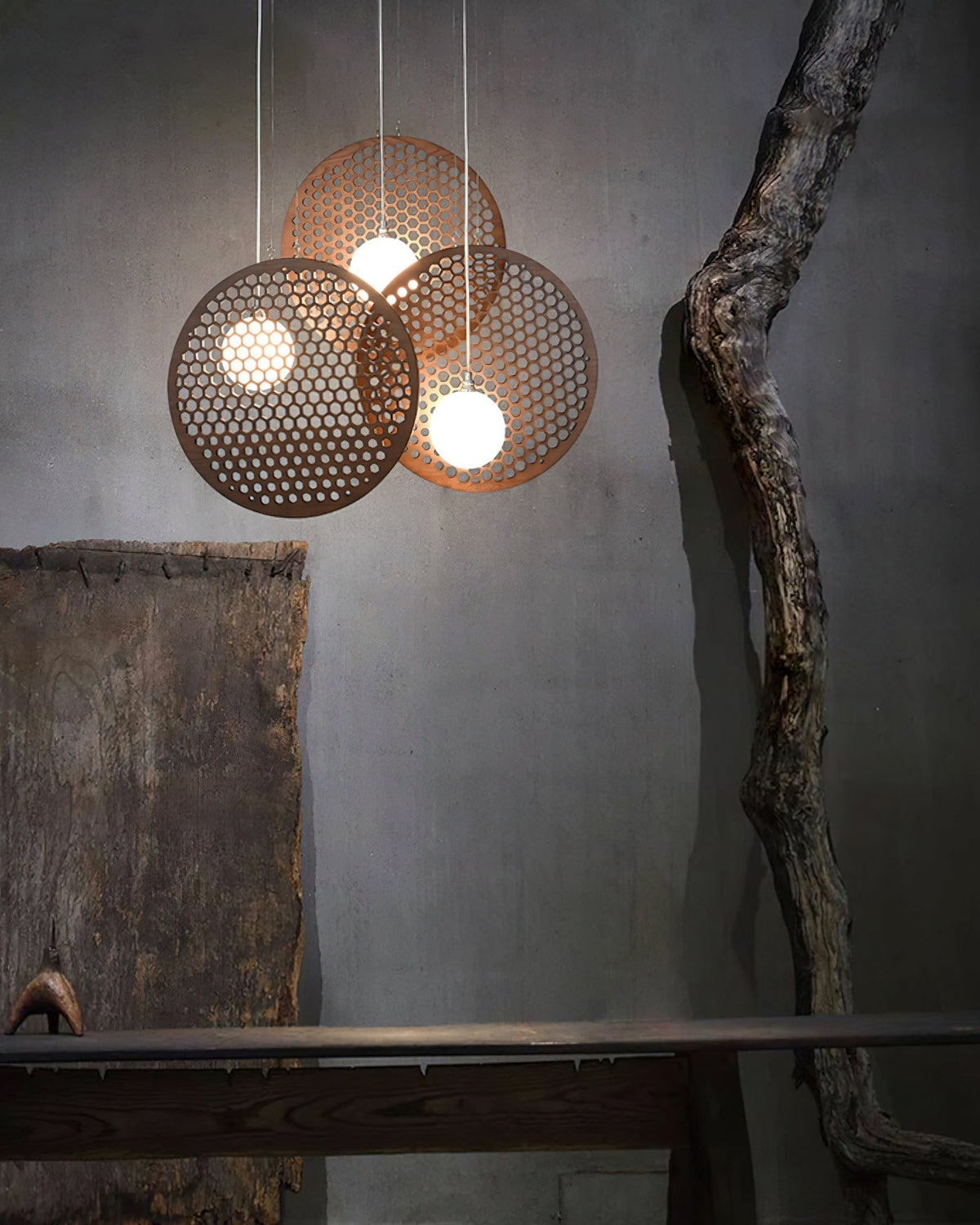 Lustre Ombelle en bois et métal – vue 16