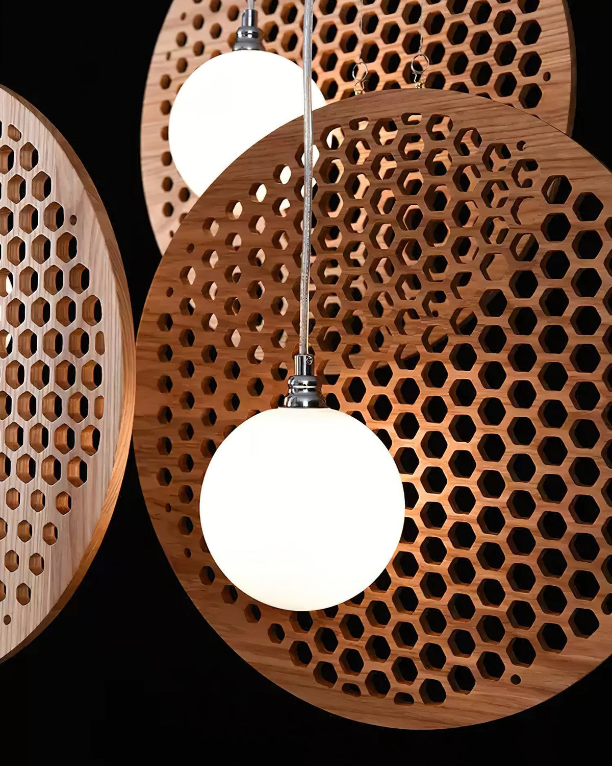 Lustre Ombelle en bois et métal – vue 6