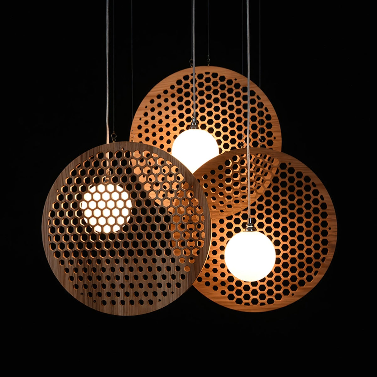 Lustre Ombelle en bois et métal – vue 7