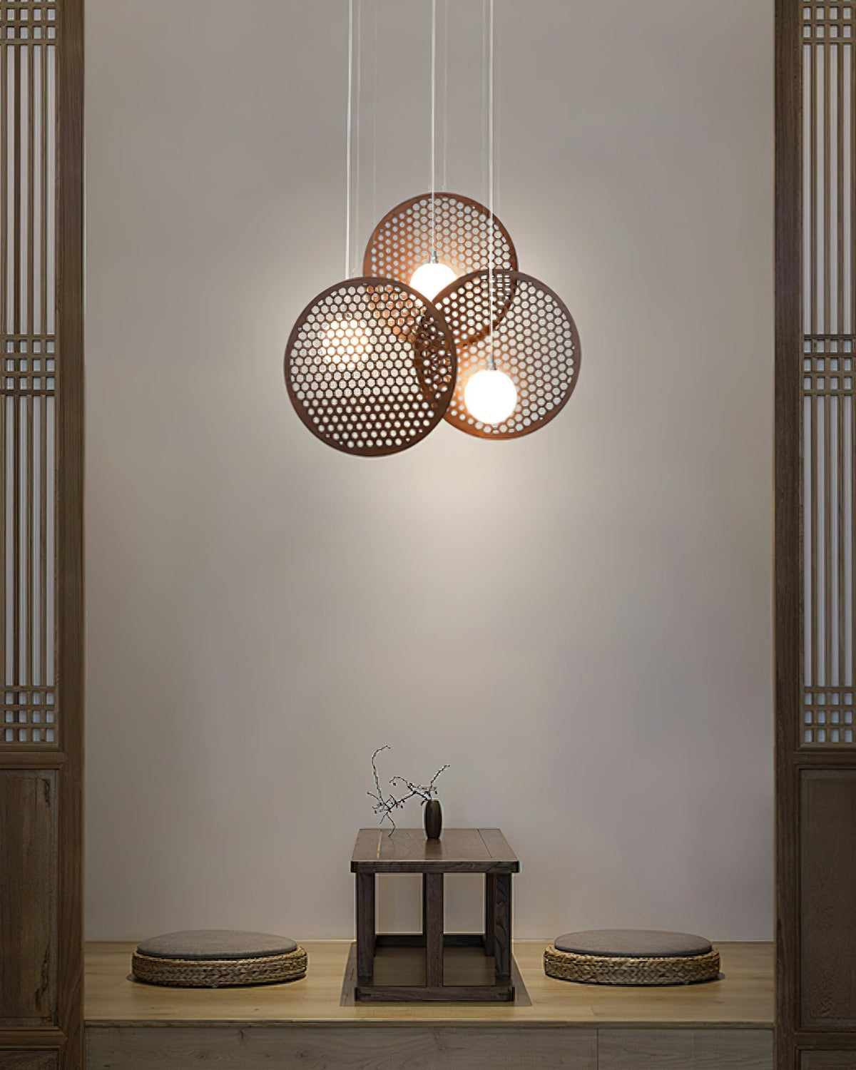 Lustre Ombelle en bois et métal – vue 15