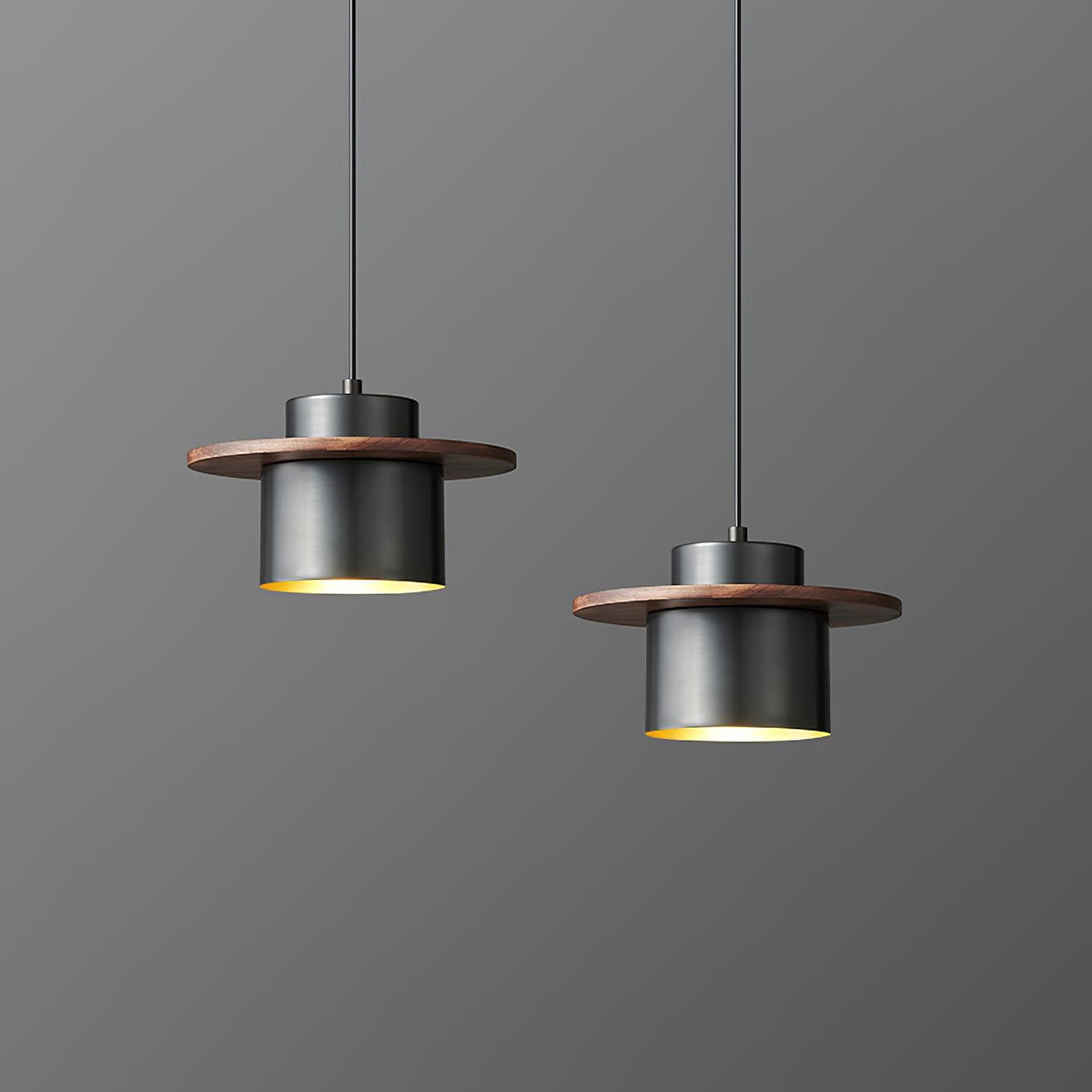 Suspension Héliotrope en laiton et noyer – vue 12