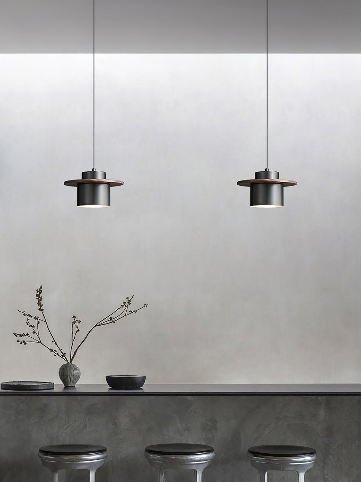 Suspension Héliotrope en laiton et noyer – vue 29