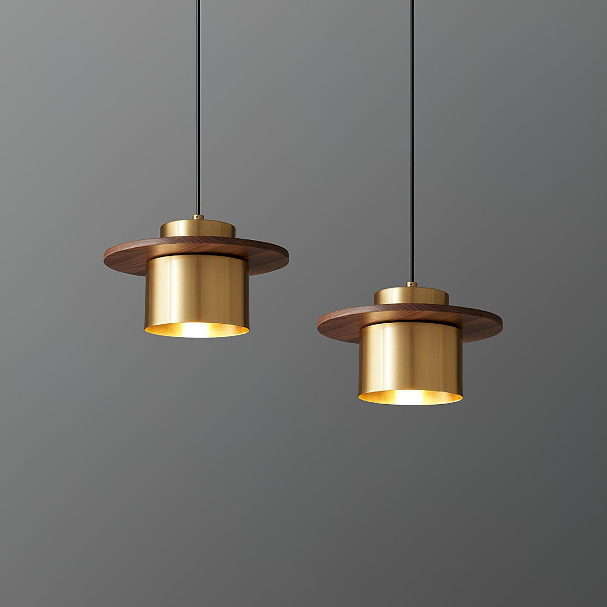 Suspension Héliotrope en laiton et noyer – vue 25