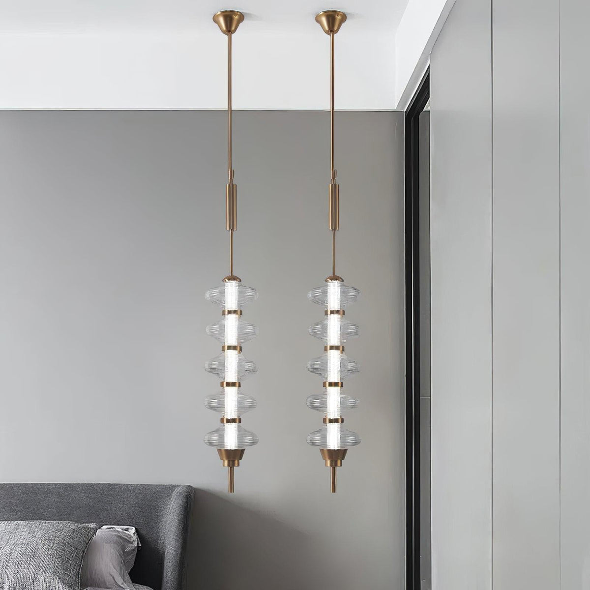 Suspension Tourmaline en verre et métal – vue 28