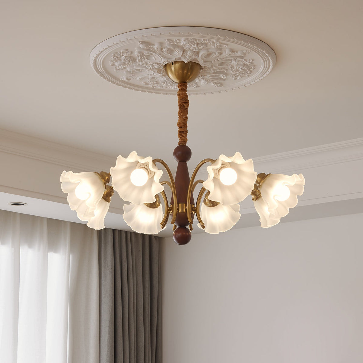Lustre Gondole en verre et bois – vue 4