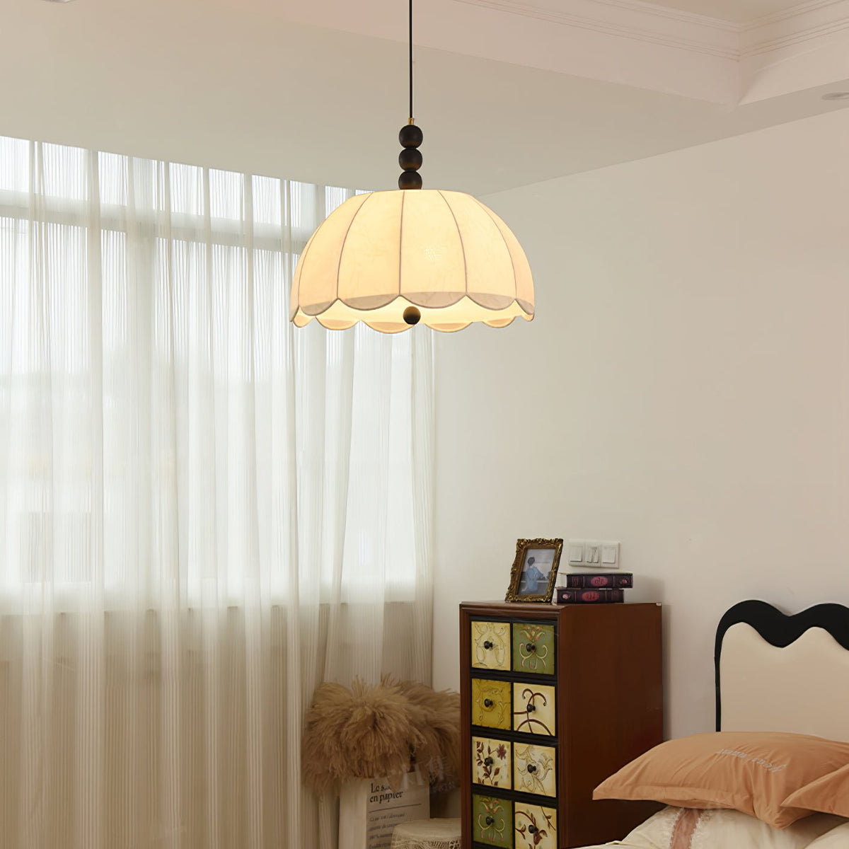 Suspension Cinabre en bois et tissu – vue 9