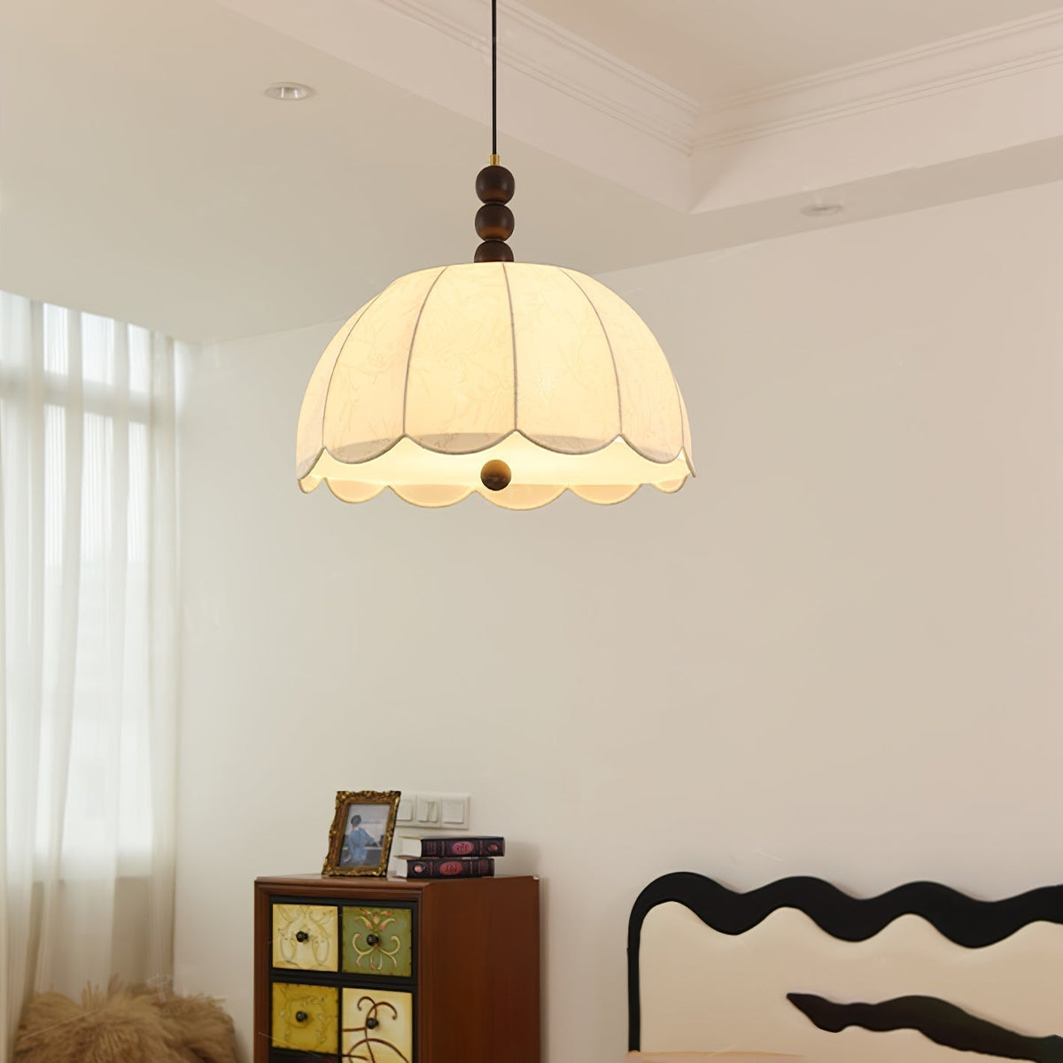 Suspension Cinabre en bois et tissu – vue 4