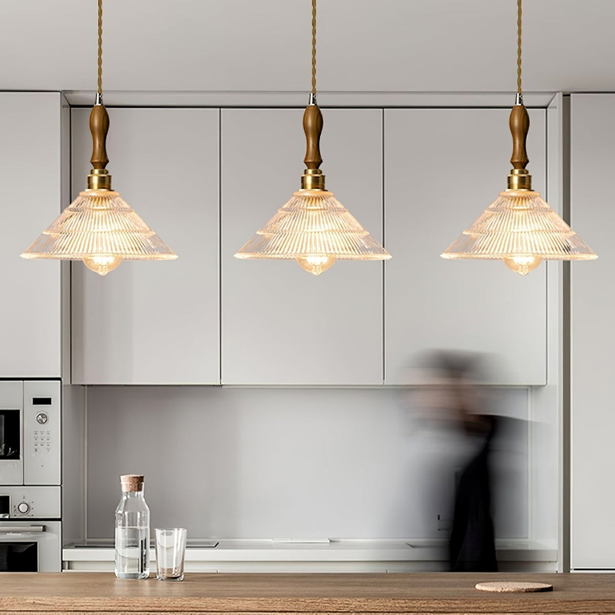 Suspension Portofino en verre et bois – vue 20