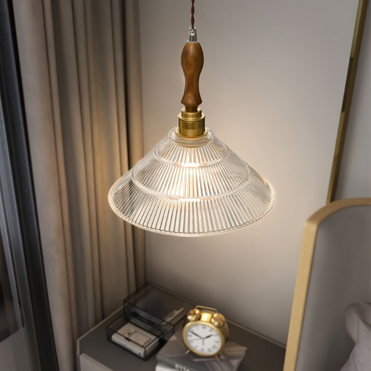 Suspension Portofino en verre et bois – vue 24