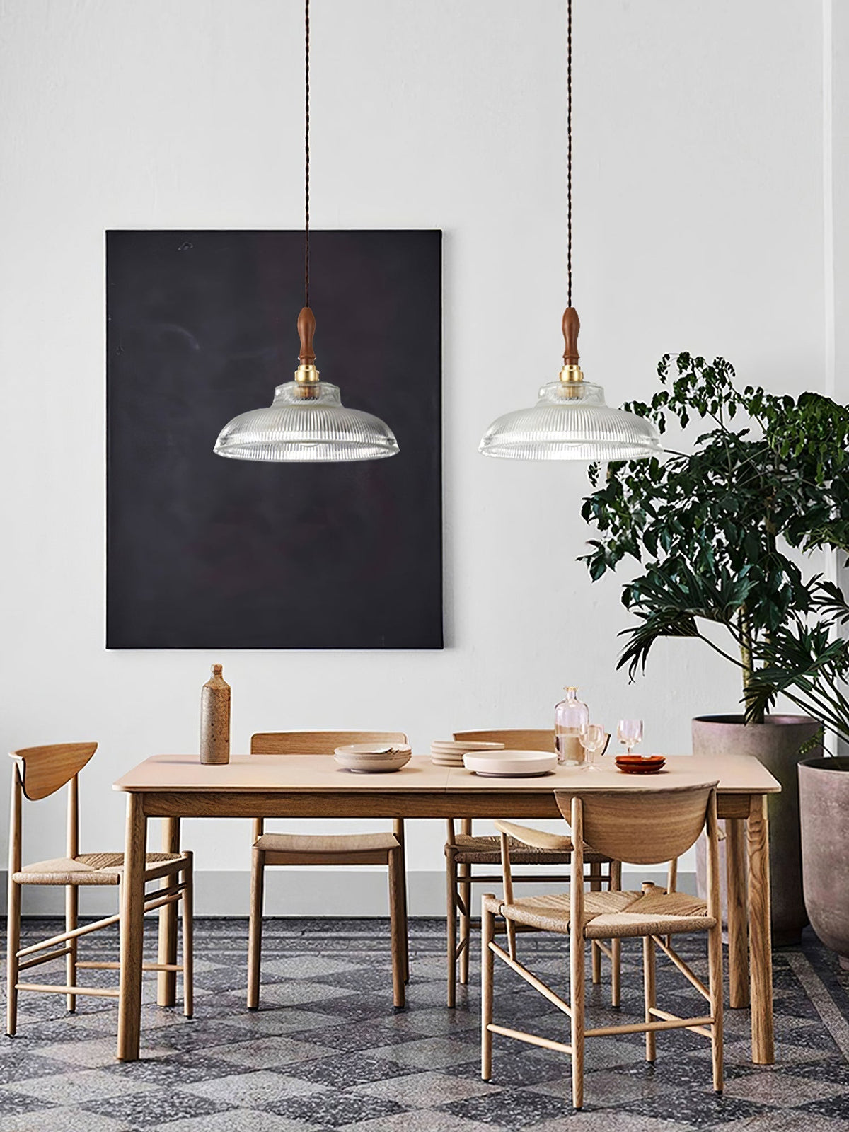Suspension Portofino en verre et bois – vue 5