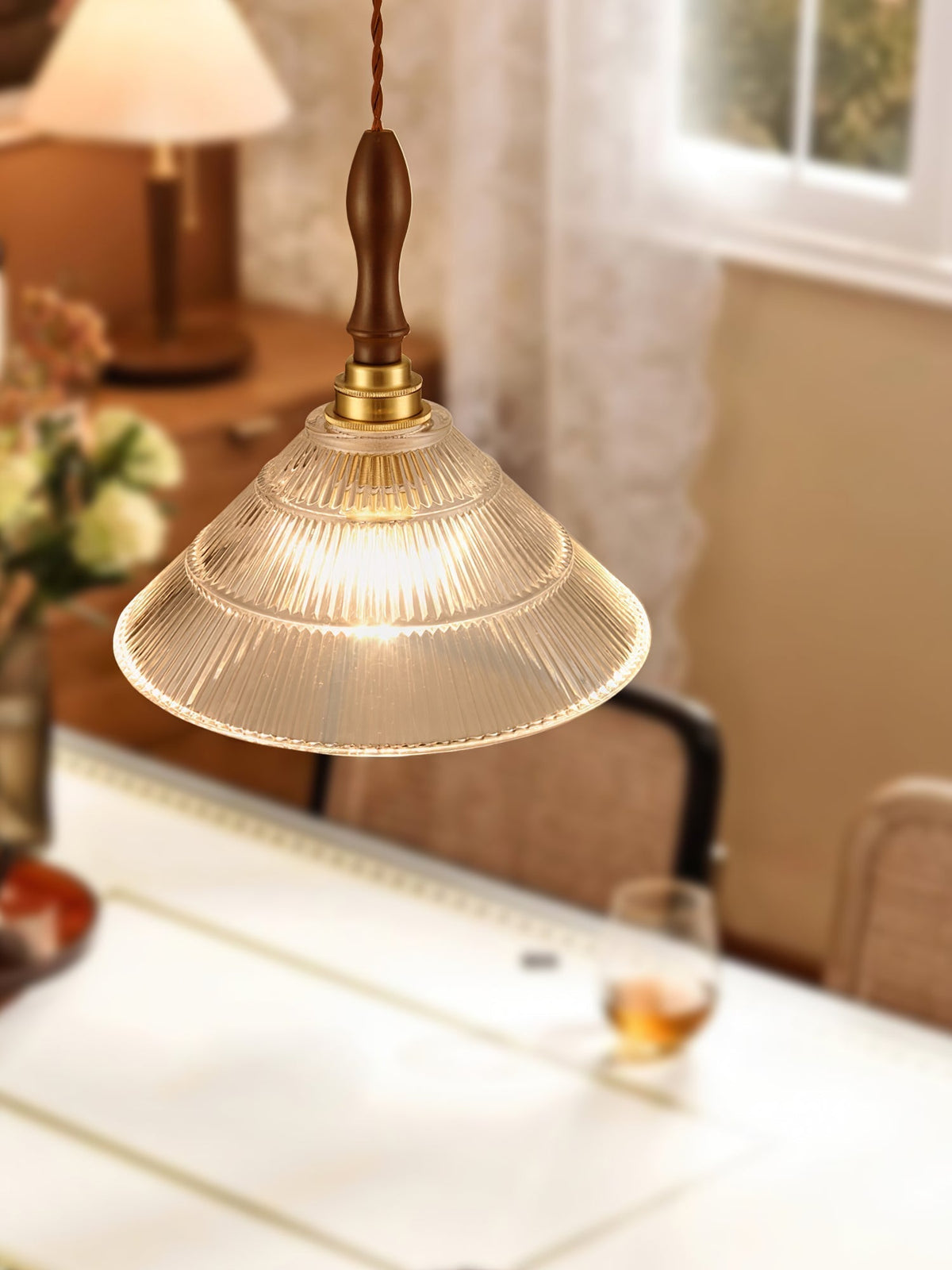 Suspension Portofino en verre et bois – vue 13