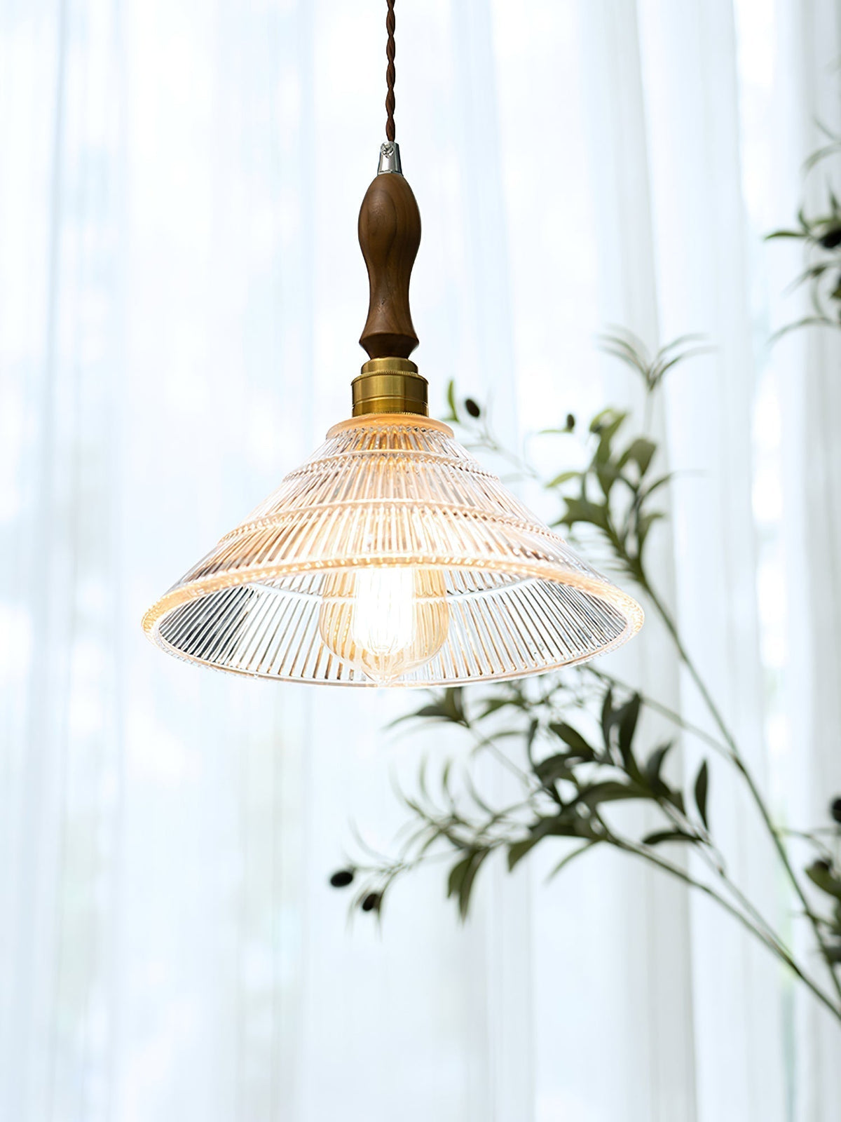 Suspension Portofino en verre et bois – vue 14